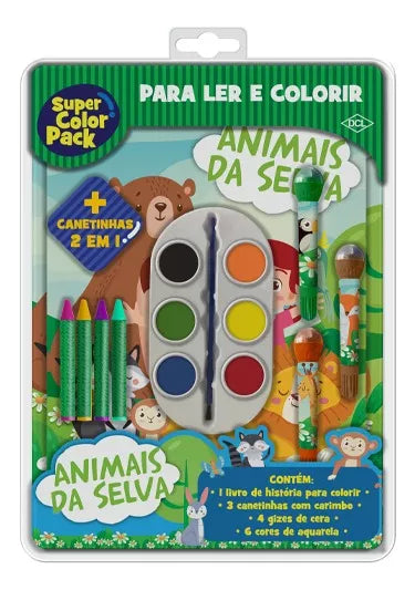 KIT de Atividade Colorir 10 Pçs Animais da Selva C/ INMETRO - DCL