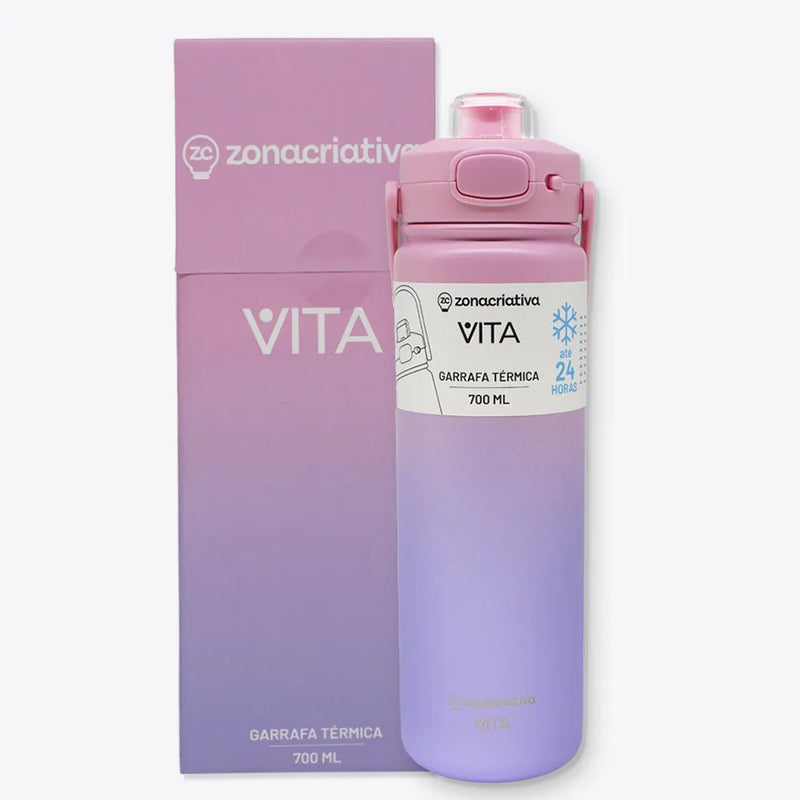 Garrafa - Térmica Vita Rosa com Roxo