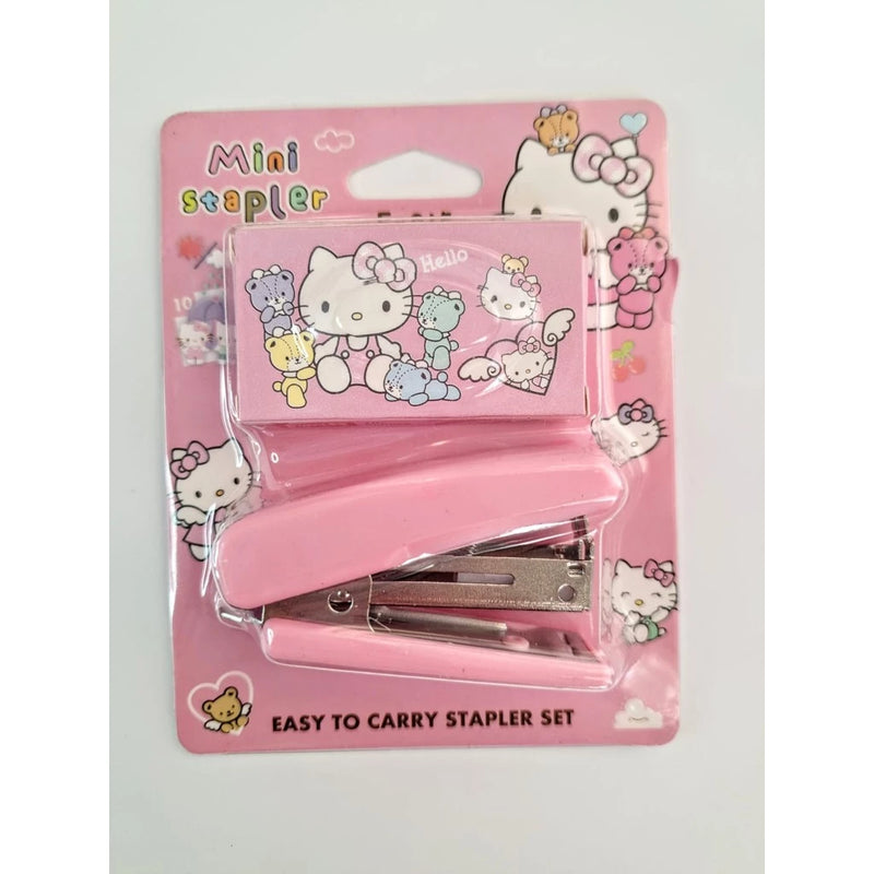 Mini Grampeador + Mini Grampos Hello Kitty - Papelaria Fofa Material Escolar Kawaii